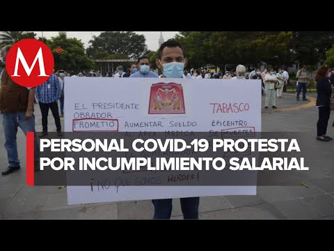 Personal médico en Tabasco protesta por descuentos en aguinaldos