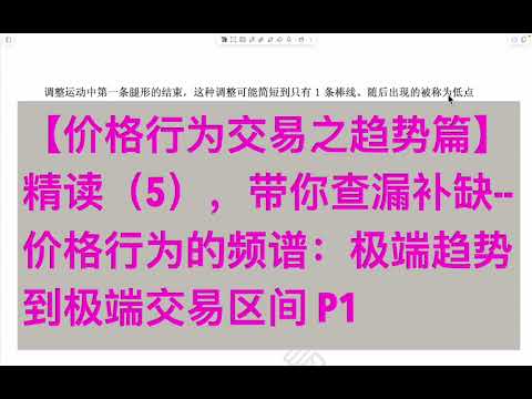 【价格行为交易之趋势篇】精读(5),带你查漏补缺--价格行为的频谱:极端趋势到极端交易区间 P1