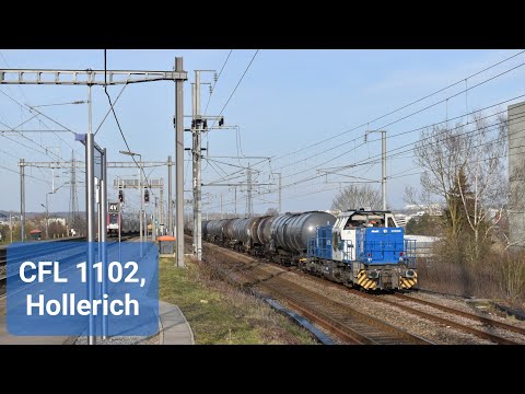 4K | CFL Cargo 1102 komt met een keteltrein door Hollerich richting Luxembourg-Triage!