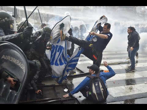 Argentine riot police disperse protesters with water cannons and tear gas ahead of key Senate vote