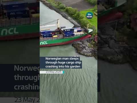 Johan Helberg’s neighbour alerted him to the ship which narrowly missed hitting his house #itvnews