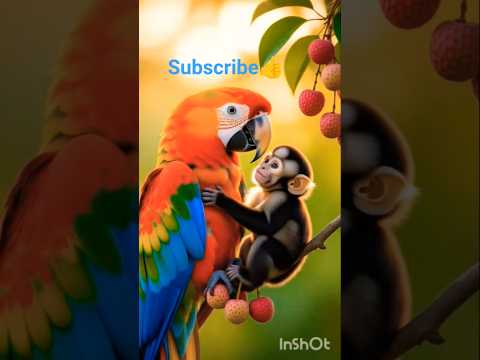 🐒🍒 तोता और बंदर की मीठी लीची कहानी! 🍒🐦#FunnyStory #CartoonVideo #TootaBandarStory#viralshorts