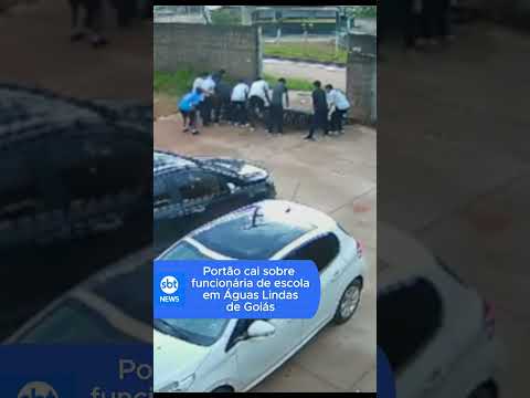 Câmeras registram acidente com portão em escola de Goiás #águaslindasdegoiás