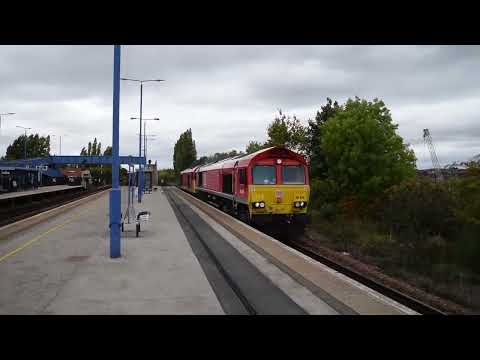 Class 66 'Shed' 66070 drags Class 60 'Tug' 60010 through Swinton South Yorks 04/10/2022
