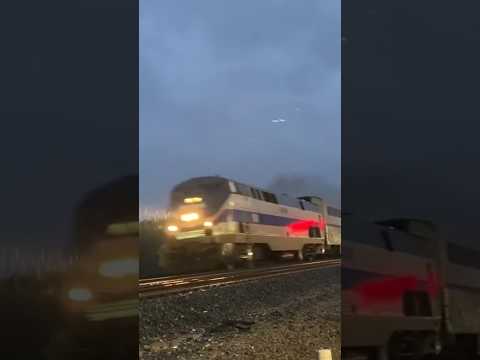 Amtrak 184 “Former Phase IV Heritage” leads Amtrak 29 “The Capitol Limited” in Goshen Indiana