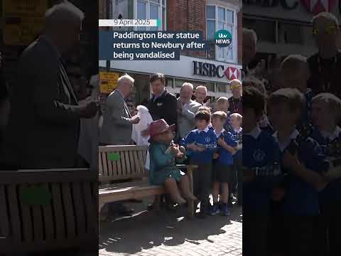 Paddington Bear is now back in Newbury after the statue was vandalised #itvnews #paddington