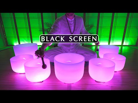 **SERENE SLEEP** Black Screen | Crystal Singing Bowl Sound Bath