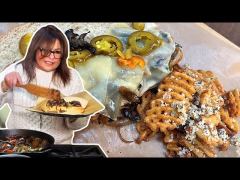 How to Make Portabella Phillys and Garlic Bread Waffle Fries | Rachael Ray