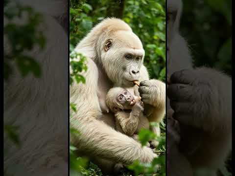 White monkey with its baby