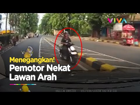 TEGANG! Mobil Hadang Pemotor yang Nekat Lawan Arah