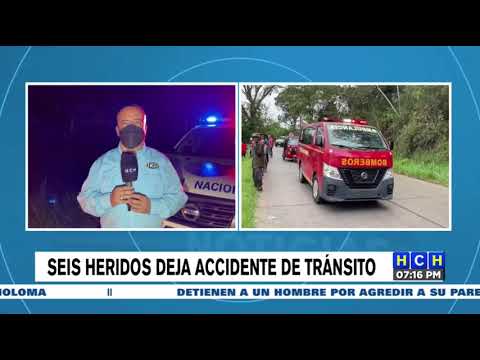 Accidente vial deja seis personas heridas en La Curva del Diablo en Peña Blanca, Cortés