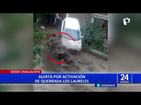 Reportan caída de tercer huaico en Los Laureles: Arrastró carro y destruyó colegio de Chaclacayo