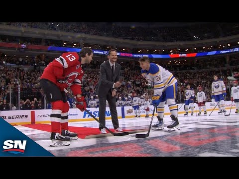 Devils Legend Patrik Elias Drops Ceremonial Puck For Global Series