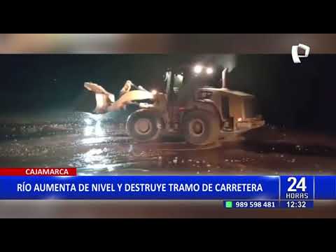 Cajamarca: incremento de caudal de río destruye tramo de carretera