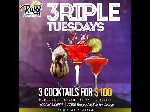Come and enjoy (3) selected cocktails for ONLY $100 at River Lime Restaurant and Bar!!!