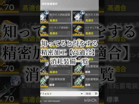 知ってると得する精密加工【高適合】消耗装備一覧　ちなみに同部位でしかできないから注意だよ！他にもあるからそっちでも全然ok! #アークナイツエンドフィールド #エンドフィールド #endfield