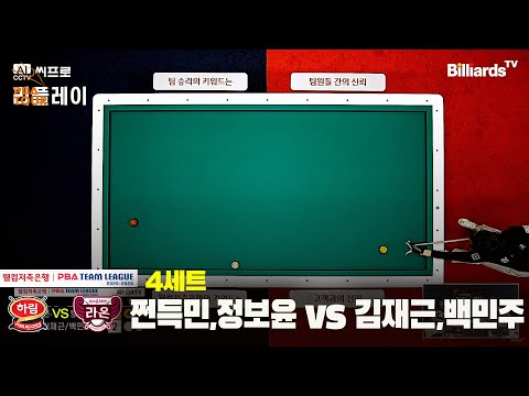 4세트 하림(쩐득민,정보윤)vs크라운해태(김재근,백민주)[웰컴저축은행 PBA팀리그 4R]