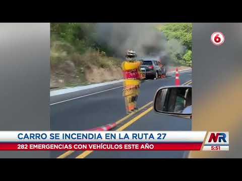Ruta 27 estuvo cerrada varios minutos por un vehículo en llamas