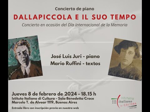 Concierto de piano en el Istituto Italiano di Cultura en ocasión del Día Internacional de la Memoria