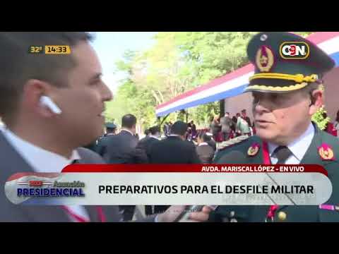 Preparativos para el Desfile Militar sobre la avda. Mariscal López