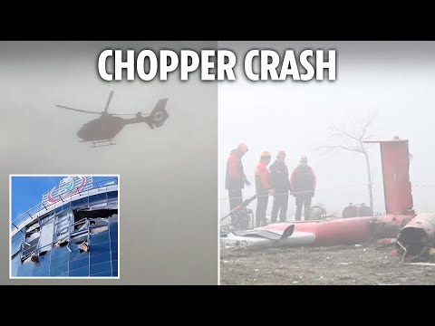 Horror moment helicopter takes off in heavy fog before crashing into hospital killing four