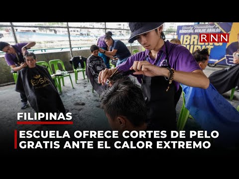 Una escuela ofrece cortes de pelo gratis ante el calor extremo en Filipinas