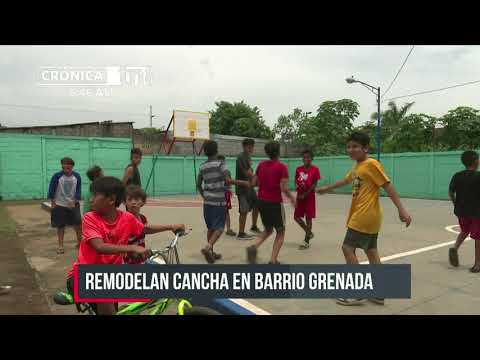 Familias agradecen la remodelación de la cancha deportiva del Barrio Grenada - Nicaragua