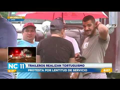 Largas presas en Limón por tortuguismo de transportistas contra APM Terminals