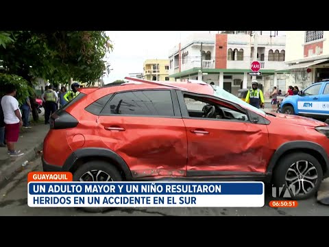 Un adulto mayor y un niño resultaron heridos en un accidente de tránsito en el sur de Guayaquil