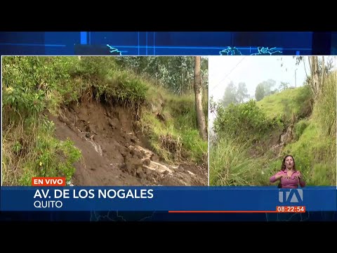 Un derrumbe se registra en la Av. de los Nogales, norte de Quito