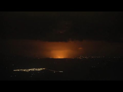 Explosions in southern Lebanon seen from the Golan Heights