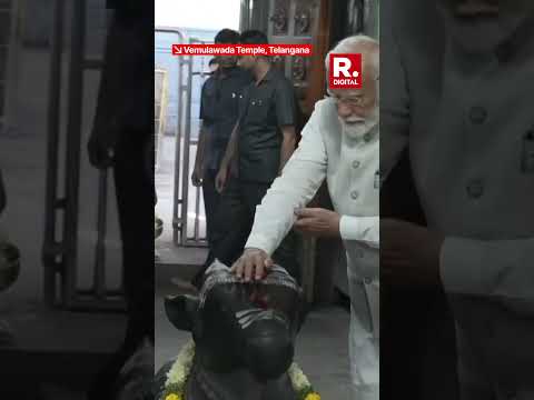 PM Modi Performs ‘Gau Poojan’ At Vemulawada Temple In Telangana | Video