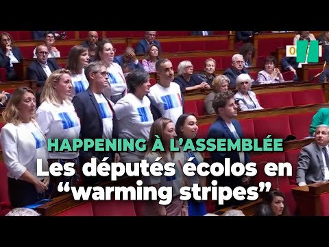 À l'Assemblée nationale, les députés écolos s'affichent avec des warming stripes en pleine séance