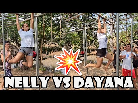 Nelly vs Dayana estas Chicas compitiendo en este juego de resistencia.