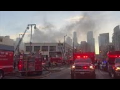 Fire and blast in downtown LA injures firefighters