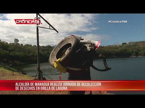 Alcaldía de Managua realiza limpieza en orilla de Laguna de Tiscapa - Nicaragua