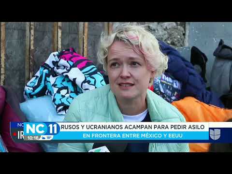 Ciudadanos rusos y ucranianos acampan para pedir asilo