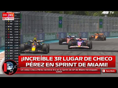 Espectacular Checo Pérez termina 3ro en la Sprint de GP de Miami Verstappen GANA