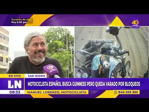 Español que busca CONSEGUIR RÉCORD GUINNESS cruzando América en moto, se topó con BLOQUEO EN PERÚ
