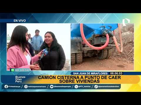 San Juan de Miraflores: camión cisterna a punto de caer sobre viviendas en Pamplona Alta