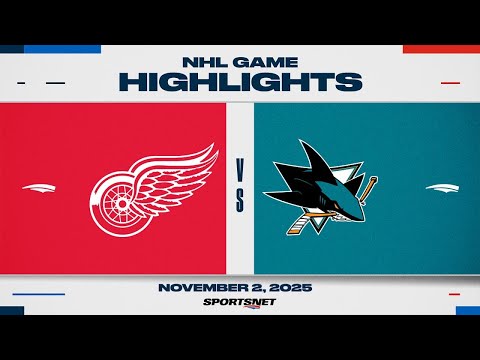 NHL Highlights | Red Wings vs. Sharks - November 2, 2025