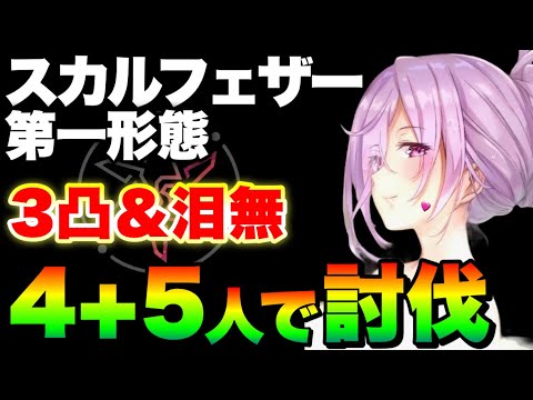 【ヘブバン チャート完全記載】スカルフェザー(頭＆尾) 『４＋５人』で討伐『完全3凸無し/夢の泪無し』異時層スカルフェザー第一形態【ヘブンバーンズレッド】【heaven burns red】