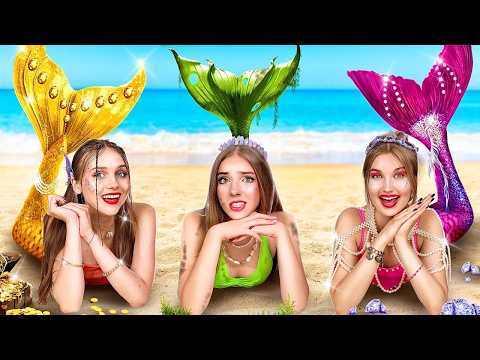 Reich vs. Arm vs. Giga-Reiche Meerjungfrau! Poolparty mit Meerjungfrauen