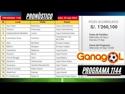 GANAGOL 1144 ANÁLISIS COMPLETO, PRONÓSTICO SENCILLA Y 5 DOBLES Y RESULTADOS PREVIOS 1143 ¡SUSCRIBETE