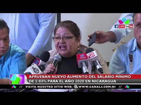 Aprueban nuevo aumento del salario mínimo de 2.63% para el año 2020 en Nicaragua