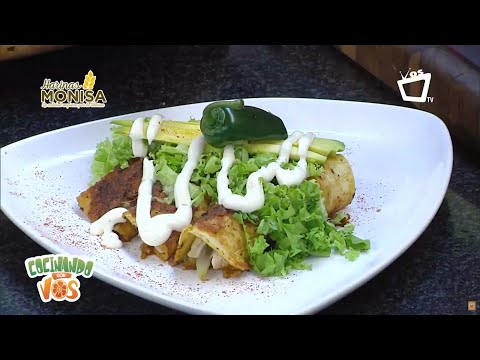 Flautas de pollo ahogadas en salsa borracha - COCINA MEXICANA