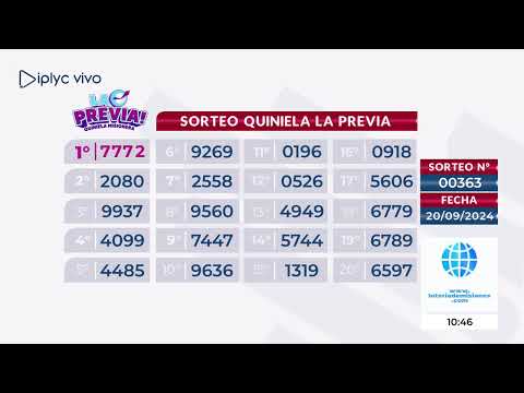 Sorteo 0363 La Previa Quiniela Misionera, 20 de Septiembre del 2024.