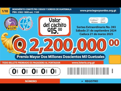 Sorteo Extraordinario No. 393.  Desde el Centro Comercial La Trinidad Retalhuleu.