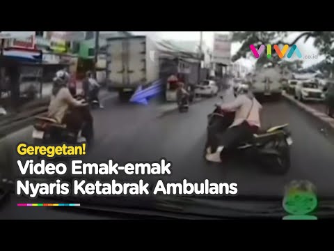 Emak-emak Uji Nyali, Nyaris Tertabrak Ambulans di Jalan Raya