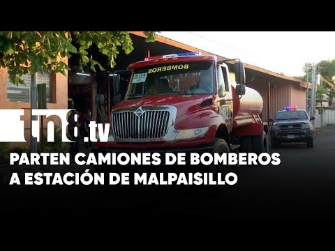 Parten camiones de bomberos a nueva estación en Malpaisillo, León - Nicaragua